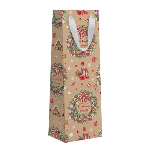 

Пакет для бутылок Пакетико Пряничный дом 12 х 38 х 10 см дизайн в ассортименте