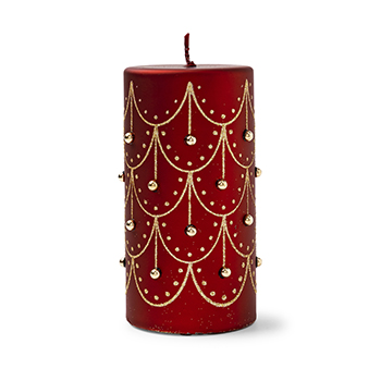 

Свеча столбик с узорами и жемчугом, цвет красный, 14.3 см, парафин