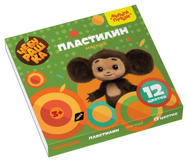 

Пластилин Мульти-пульти Чебурашка со стеком 12 цветов 144 г