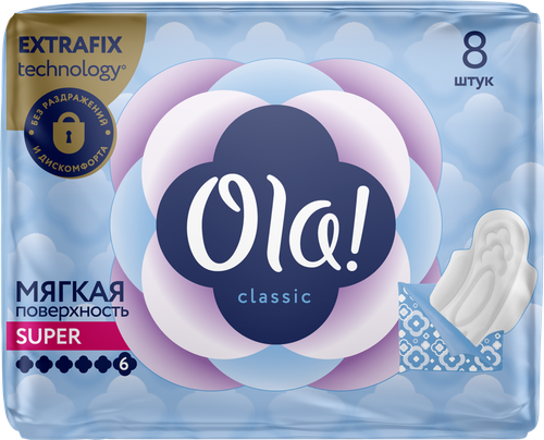 

Прокладки Ola! Classic Wings Singles Super мягкая поверхность 8 шт.