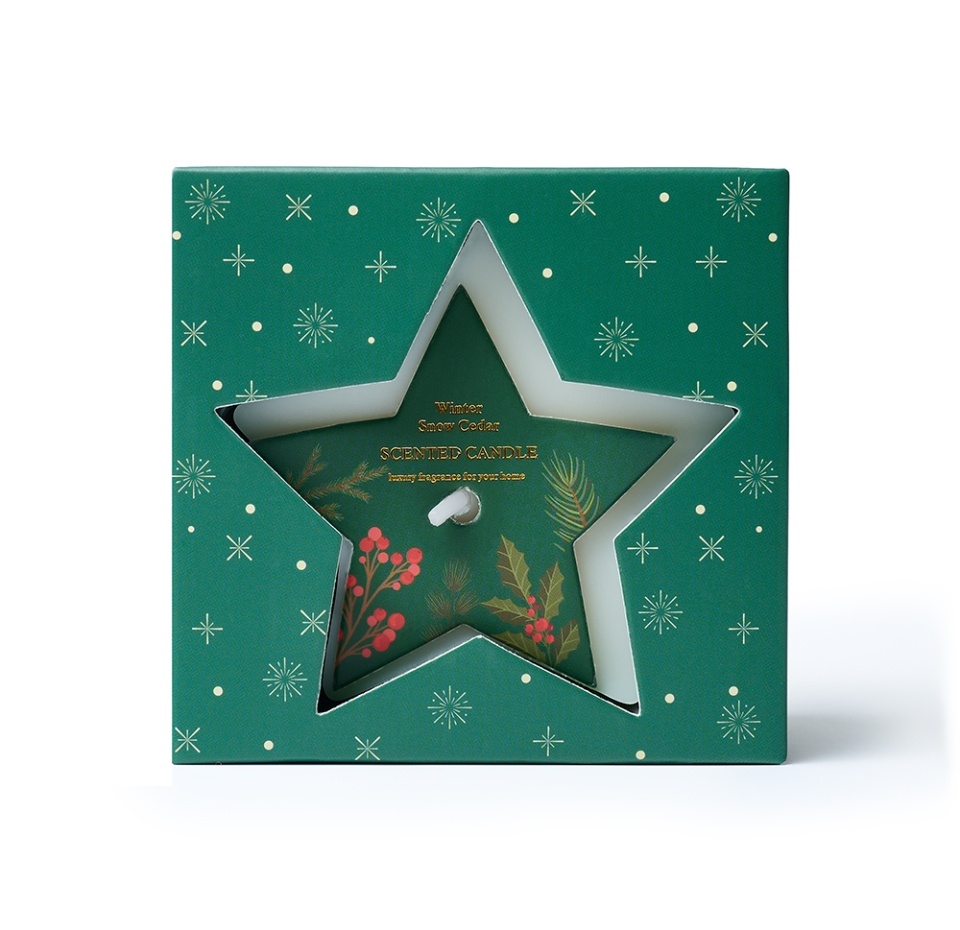 

Свеча ароматическая Jinhua jushi в форме звезды новогодняя зеленая 55 г, Китай