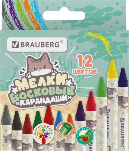

Мелки восковые Brauberg Милые коты 12 цветов арт. 273229