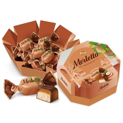 

Конфеты Merletto с нугой, орехами и карамелью 150 г
