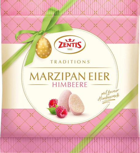 

Фигурные изделия ZENTIS Марципановые яйца, с малиной, 125г