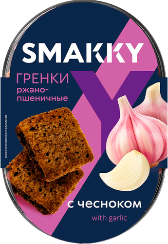 

Гренки ржано-пшеничные Smakky с чесноком 90 г