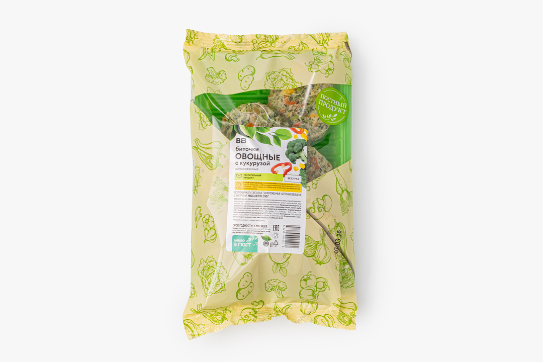 

Биточки овощные ВкусВилл с кукурузой 390 г