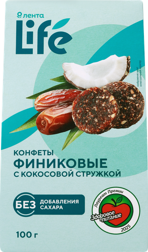 

Конфеты Лента Life Финиковые с кокосовой стружкой 100 г