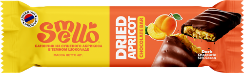 

Батончик Smello с начинкой из сушеного абрикоса в темном шоколаде 42 г