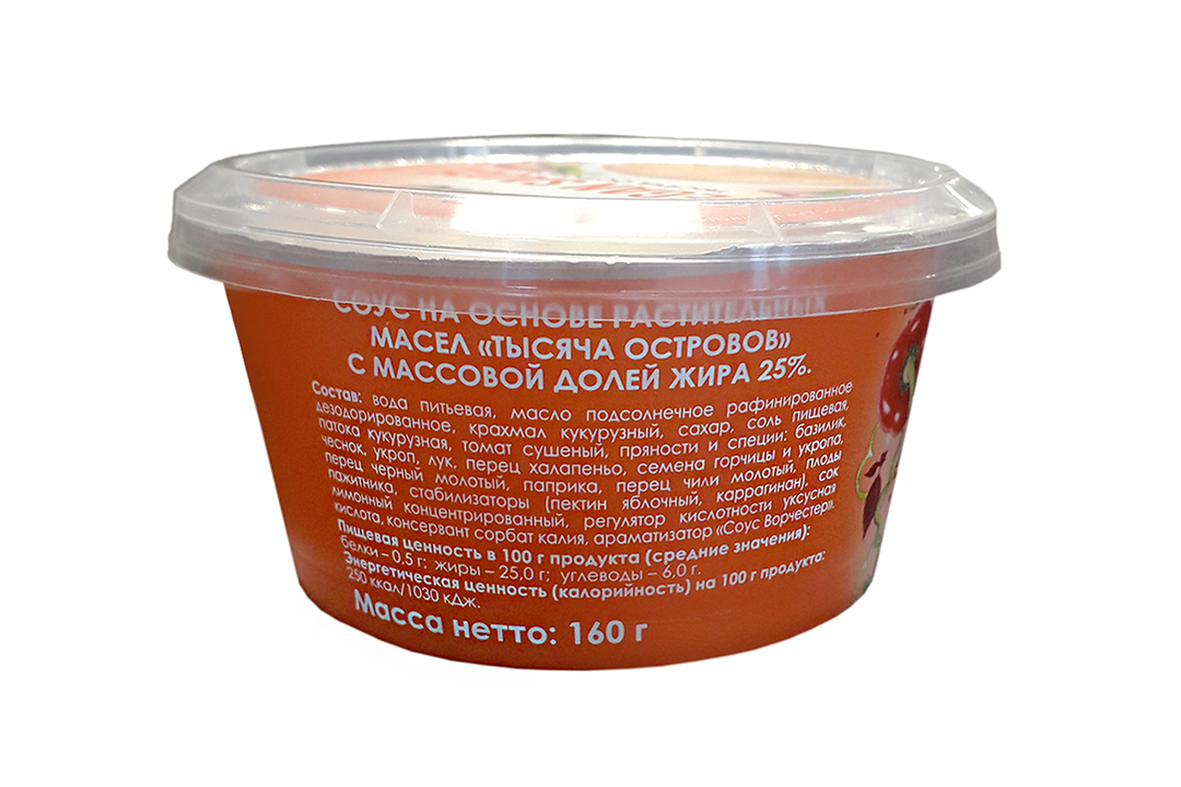 

Соус Solio на основе растительных масел Тысяча островов м.д.ж. 25% 160 г