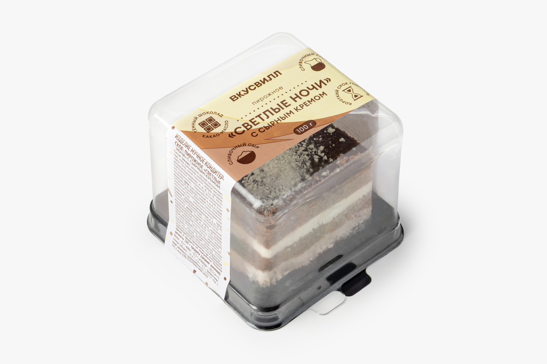 

Пирожное ВкусВилл Светлые ночи с сырным кремом 100 г