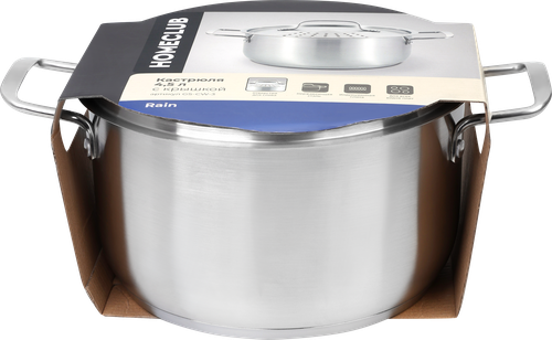 

Кастрюля Homeclub Rain нержавеющая сталь с металлической крышкой 4.5 л