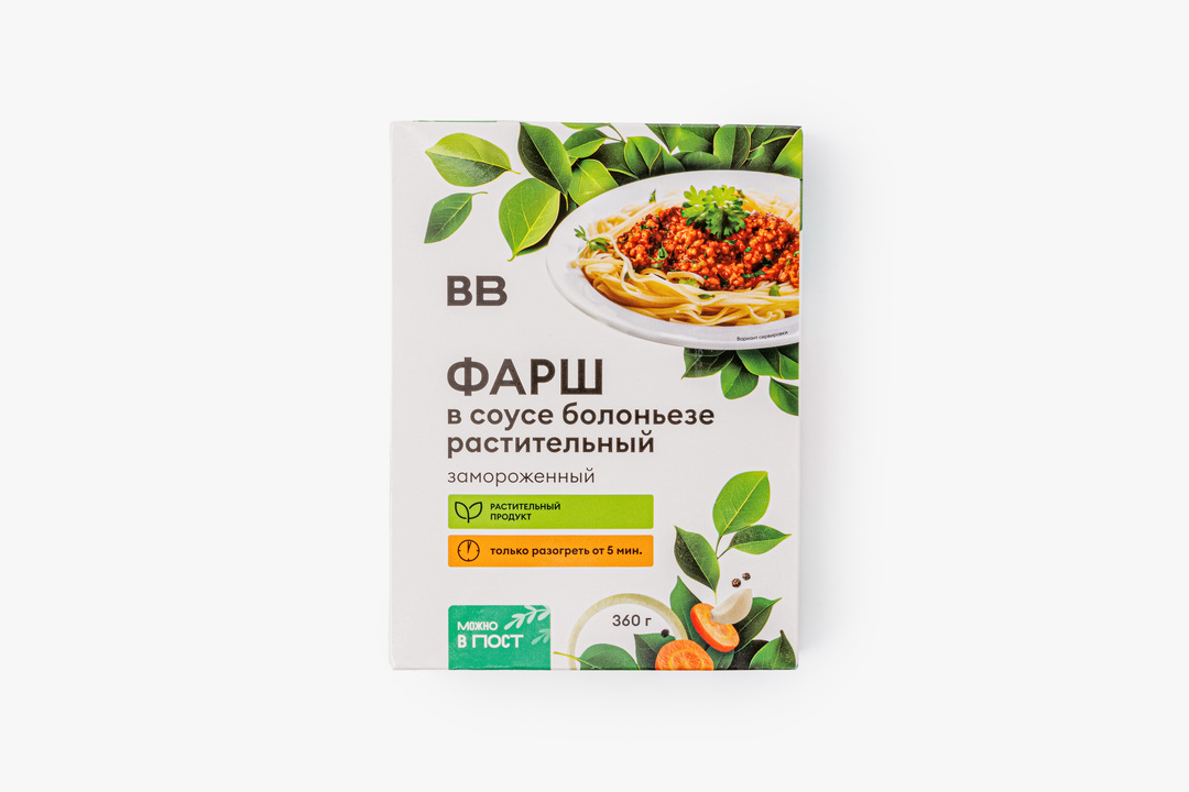 

Фарш растительный ВкусВилл в соусе болоньезе замороженный 360 г