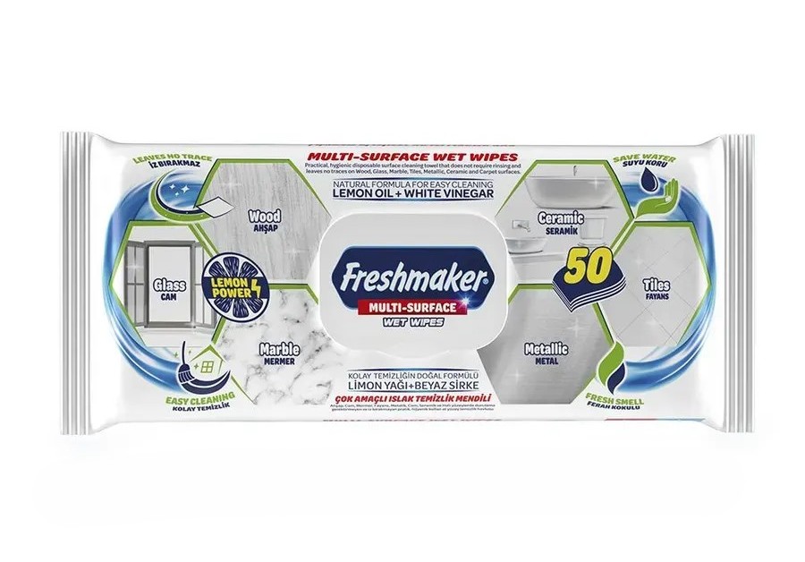 

Салфетки влажные Freshmaker мультифунциональные для различных поверхностей 50 шт.