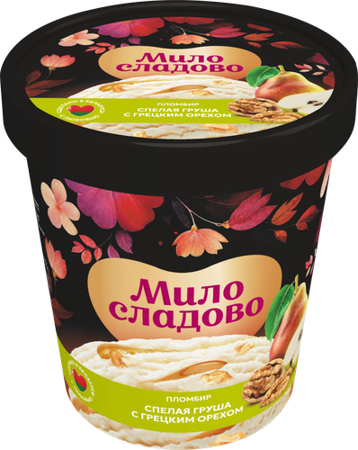 

Мороженое МилоСладово пломбир с грушей и грецким орехом 15% 285 г