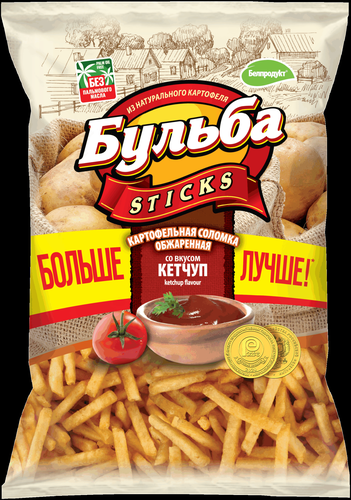 

Чипсы картофельные Бульба Sticks Соломка из цельного картофеля кетчуп 120 г