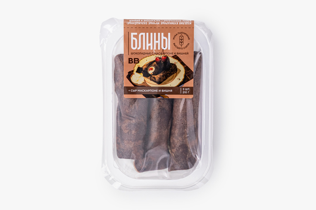 

Блины шоколадные с маскарпоне и вишней 210 г