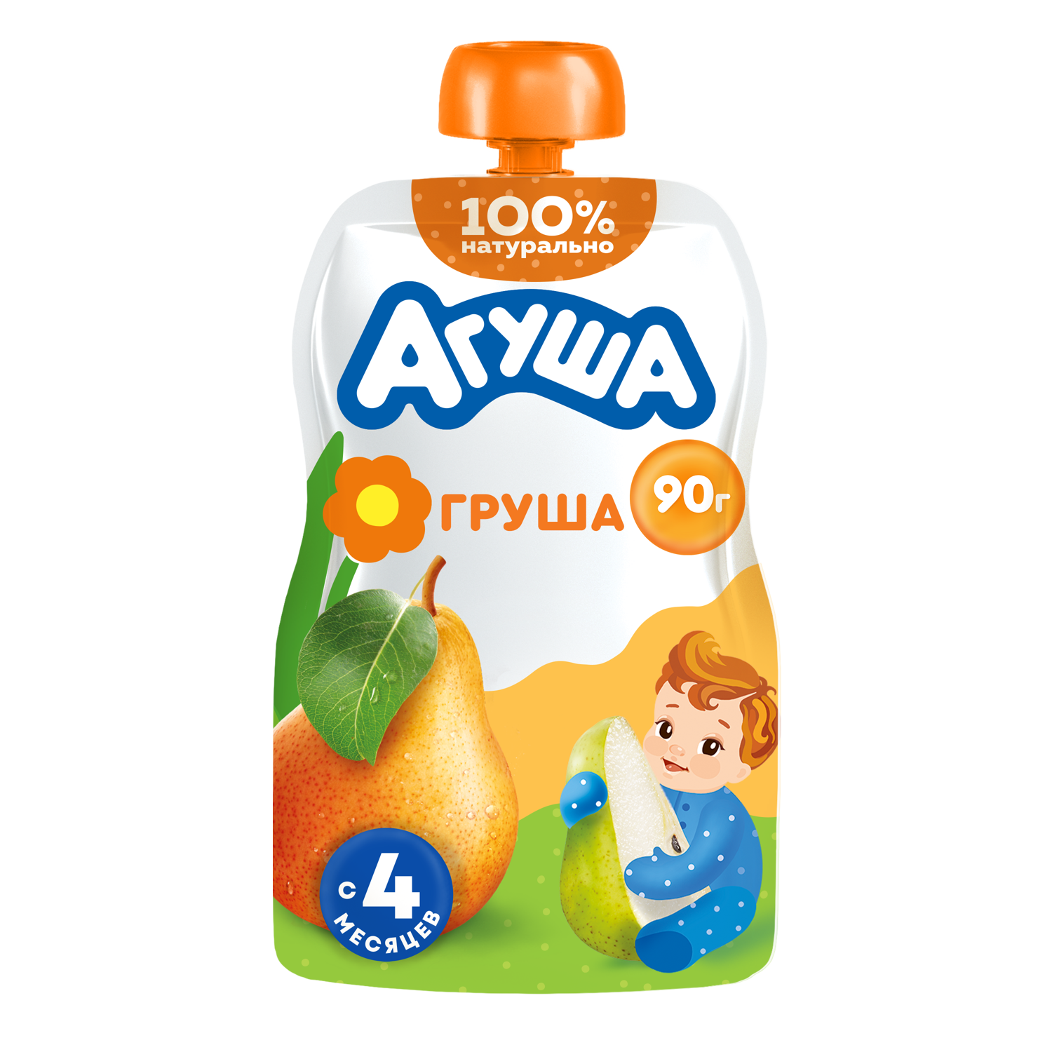 

Пюре фруктовое детское Агуша Груша в мягкой упаковке с 4 месяцев 90 г