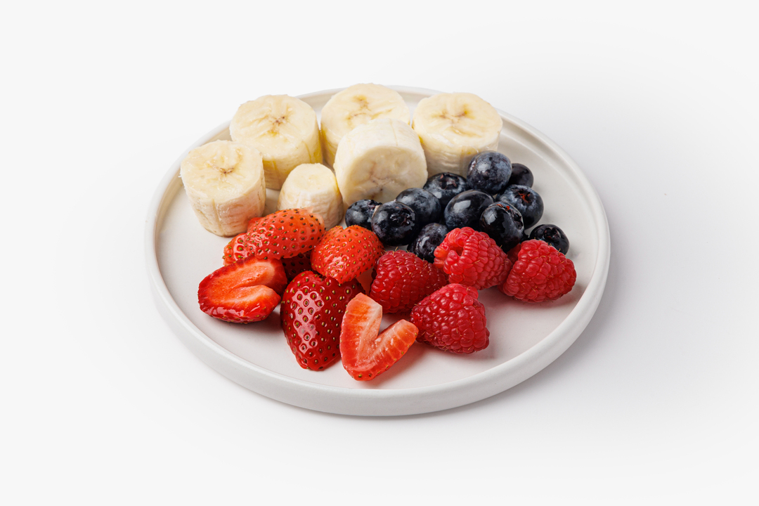 

Фруктовый микс Фруткорт банан клубника голубика малина 150 г