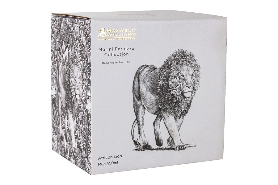 

Кружка фарфоровая Maxwell&Williams Африканский лев коллекция Marini Ferlazzo в подарочной упаковке 450 мл