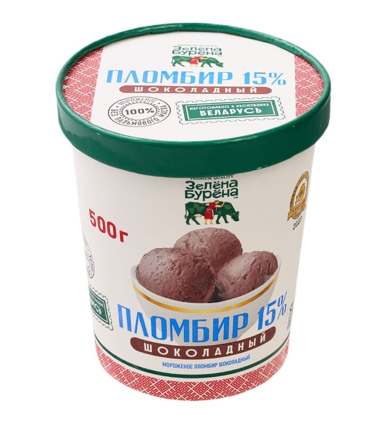 

Мороженое пломбир Зелёна Бурёна шоколадный на сливках 15% 500 г