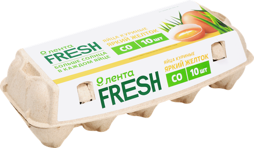 

Яйцо куриное Лента Fresh Яркий желток С0, 10 шт. 743 г