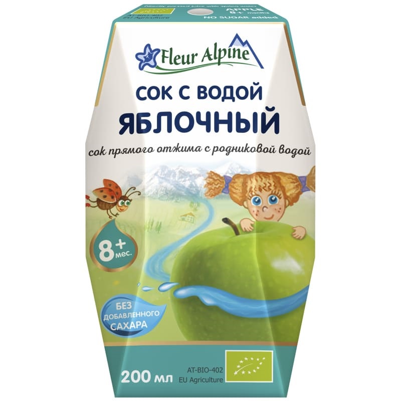 

Сок детский Fleur Alpine яблочный с родниковой водой с 8 месяцев 200 мл