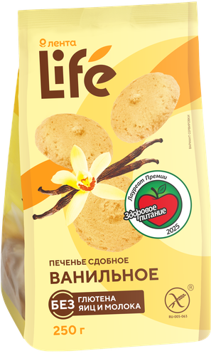 

Печенье безглютеновое Лента Life Ванильное, сдобное 250 г