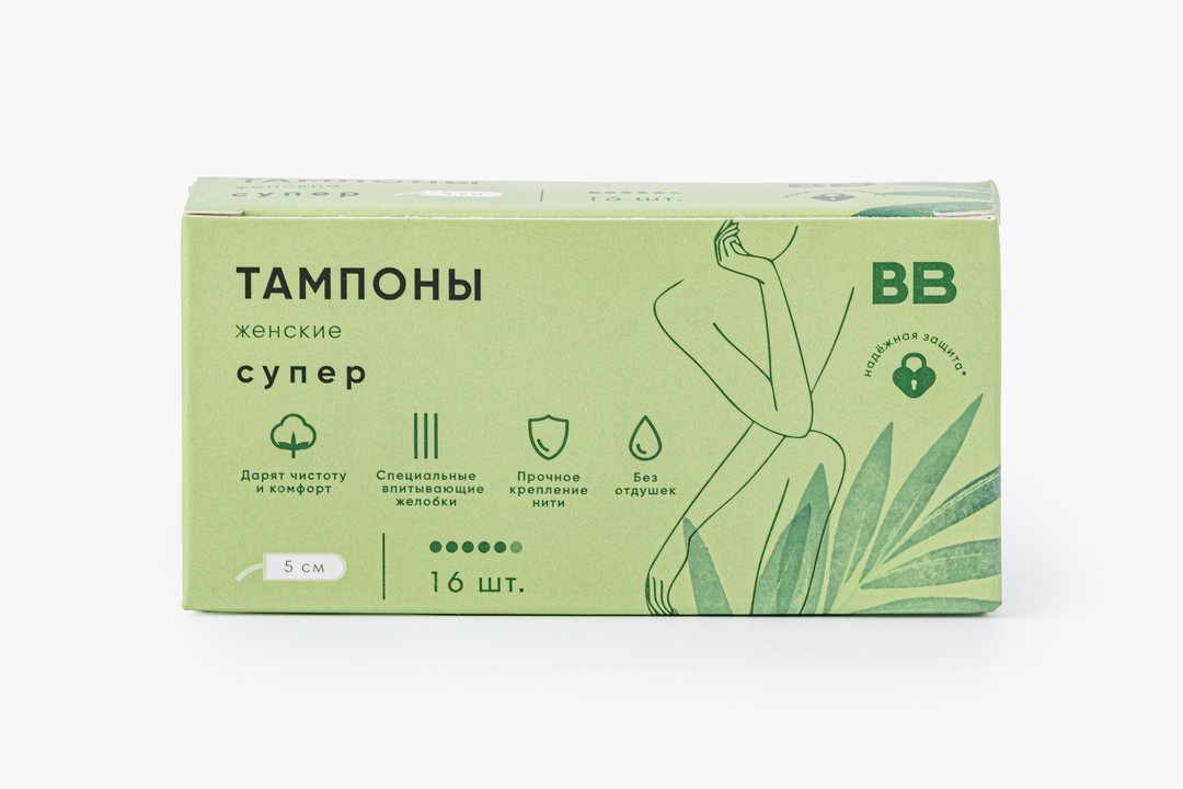 

Тампоны женские ВкусВилл Супер 16 шт.