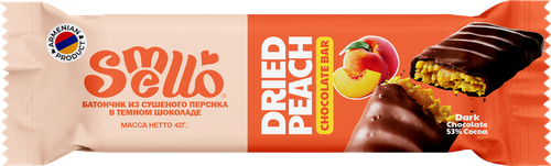 

Батончик Smello с начинкой из сушеного персика в темном шоколаде 42 г