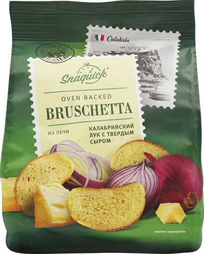 

Сухари-гренки пшеничные Snaquick Брускетта Калабрийский лук с твердым сыром 80 г