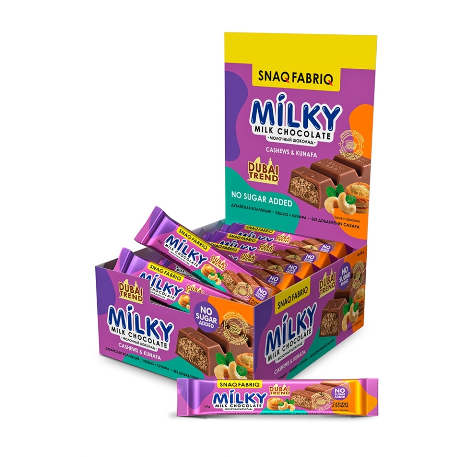 

Шоколад Snaq Fabriq Milky с кешью и хрустящим тестом без сахара 34 г