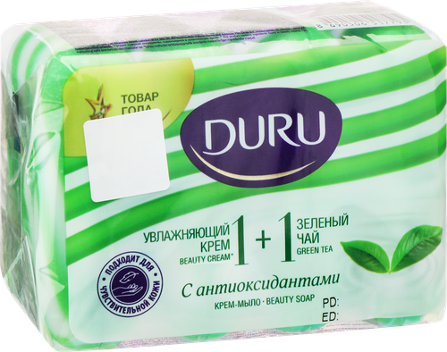 

Туалетное мыло Duru 1+1 Увлажняющий Крем+Зеленый Чай, 4 х 80 г