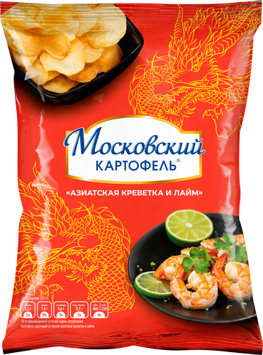 

Чипсы картофельные Московский картофель со вкусом азиатской креветки и лайма 120 г