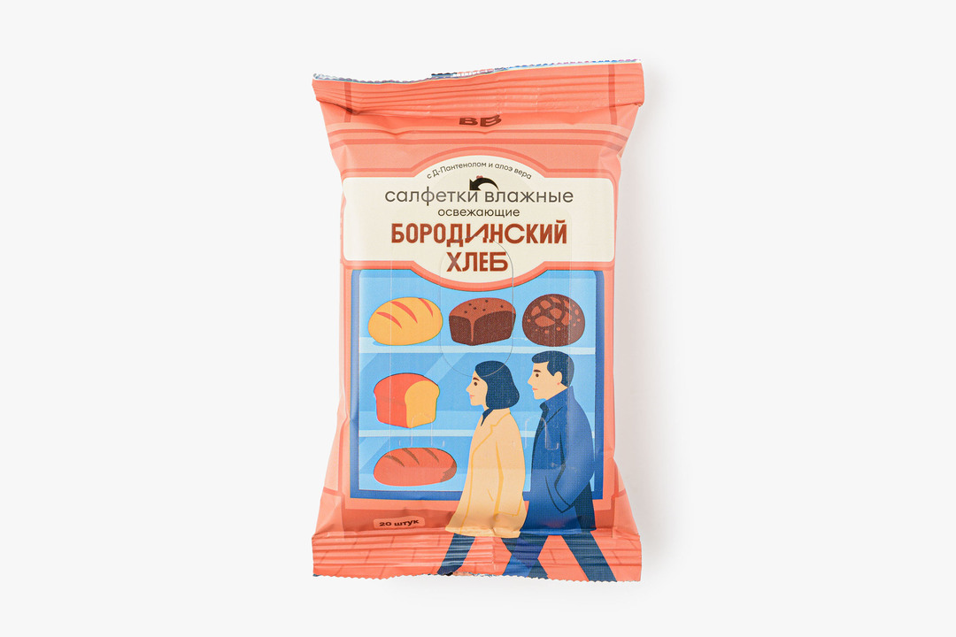 

Салфетки влажные ВкусВилл Бородинский хлеб освежающие 20 шт.
