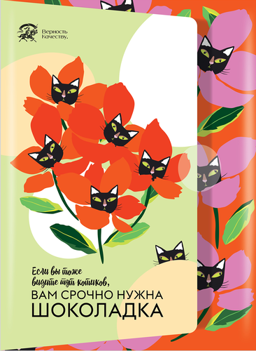 

Шоколад молочный Верность качеству Коты цветы 72 г