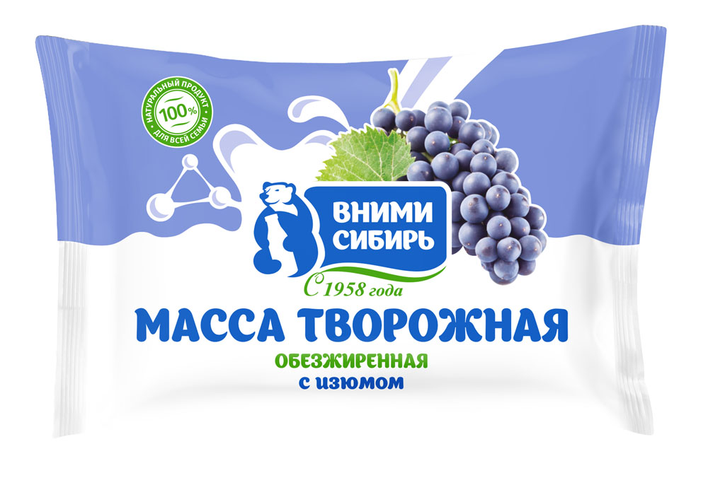 

Масса творожная Вними-Сибирь обезжиренная с изюмом 200 г