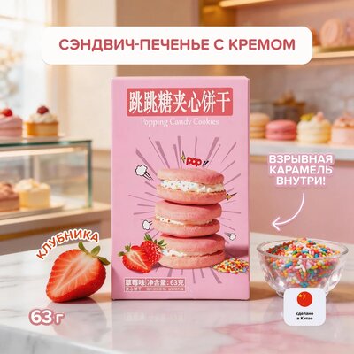 Сэндвич-печенье с кремом, 63 г, в ассортименте