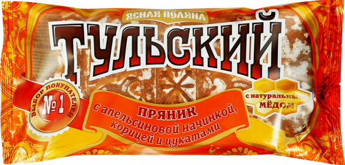 

Пряник Ясная Поляна Тульский с апельсиновой начинкой, корицей и цукатами 130 г