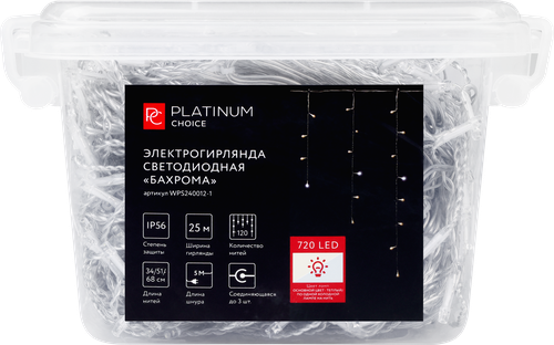 

Электрогирлянда Platinum choice Бахрома 720 LED 25 м теплый белый