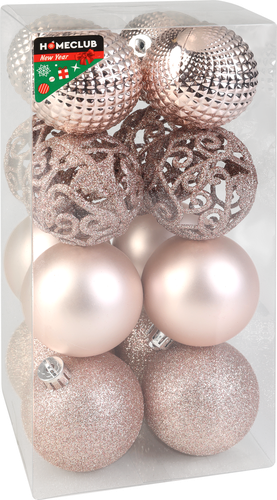 

Набор елочных шаров Homeclub 6 см разной фактуры 16 шт. Арт. AC3/6016/PK
