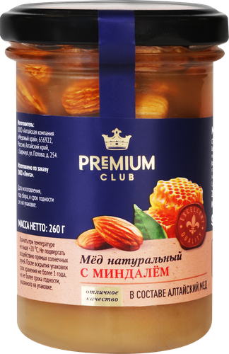 

Мед Premium Club с миндалем 260 г