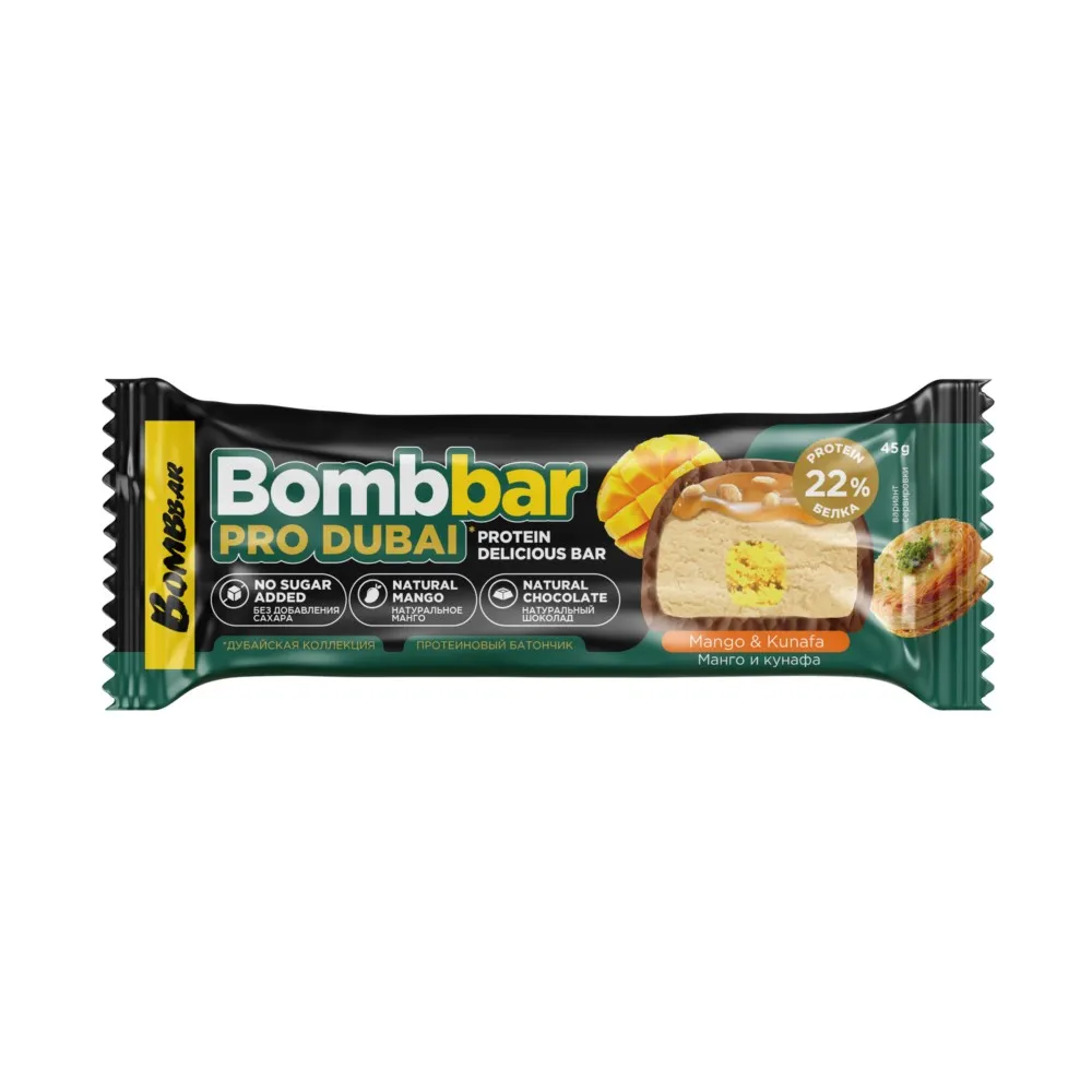 

Батончик BombBar Pro Dubai Манго и кунафа 45 г