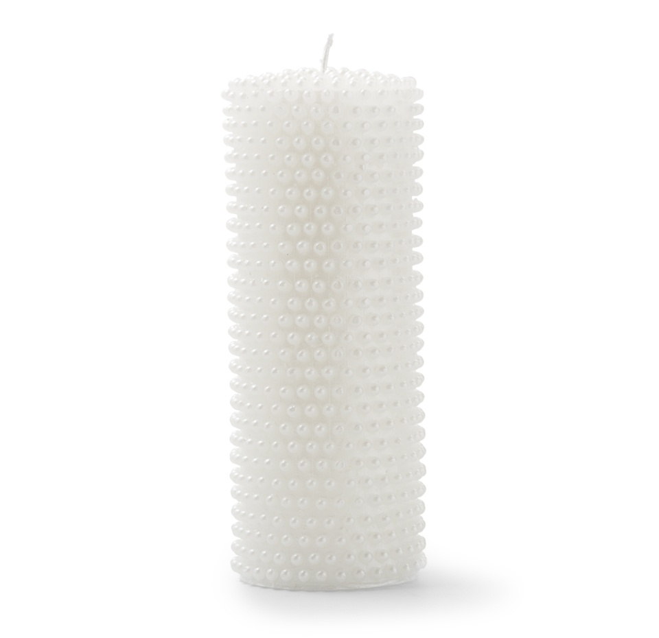 

Свеча столбик Future International с декором из жемчуга белый 19.5 см