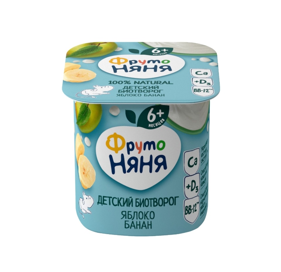 

Биотворог ФрутоНяня с яблоком и бананом обогащенный витамином D3 4.2% 100 г