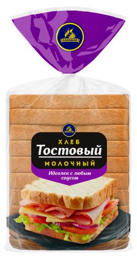 

Хлеб Каравай Тостовый Классический формовой нарезанная часть изделия 340 г