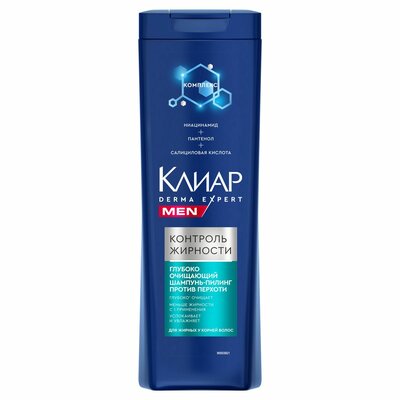 Шампунь-пилинг Клиар (Clear) Мужчина Эксперт по дерме (Men Derma Expert) глубоко очищающий против перхоти контроль жирности 380 мл