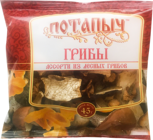 

Грибы сушеные ПОТАПЫЧ Ассорти с белыми грибами, 45г