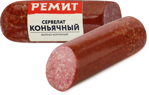 

Колбаса варено-копченая Ремит Сервелат Коньячный вес