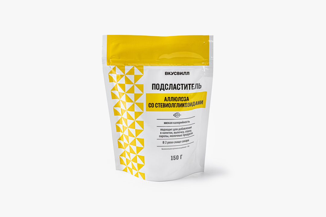 

Подсластитель ВкусВилл Аллюлоза со стевиолгликозидами 150 г