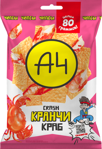 

Чипсы пшеничные А4 Кранчи с крабом 80 г